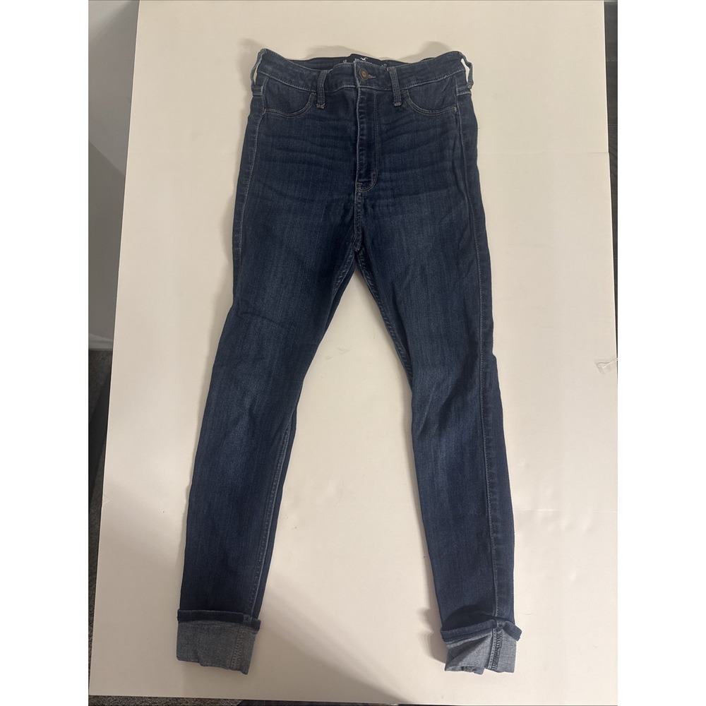 Hollister Women's Blue Denim Ultra High Rise Crop Jean Legging 5R 27x26 Stretch